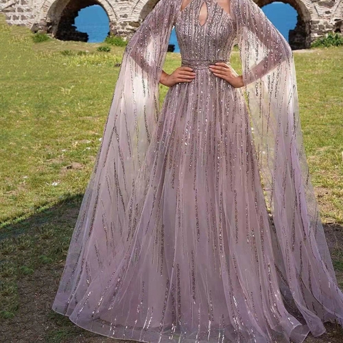 charming mesh tassel sequin evening dress