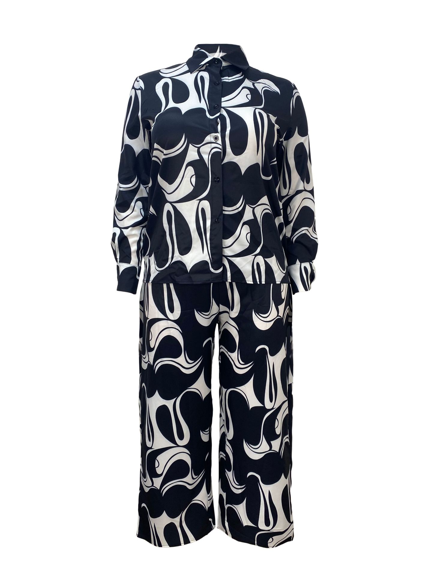Plus size loose printed pants set