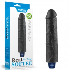 9.5" REAL SOFTEE Rechargeable Vibrating Dildo(Black)