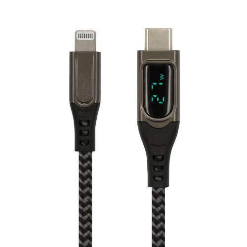 Upgraded Zinc Alloy housing USB C to MFI Lightning cable with power display