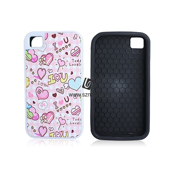For iPhone 4 Sublimation Blank 2D 2IN1 Phone Back Shell Case