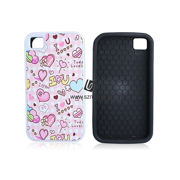 For iPhone 4 Sublimation Blank 2D 2IN1 Phone Back Shell Case