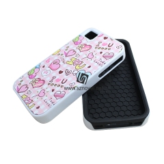 For iPhone 4 Sublimation Blank 2D 2IN1 Phone Back Shell Case