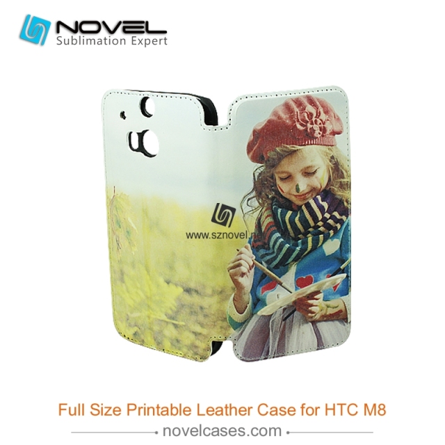 Full Size Printable Sublimation PU Leather Phone Case for HTC M8