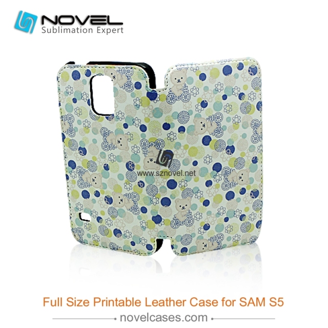 Full Size Printable Sublimation PU Leather Phone Case for Sam sung Galaxy S5