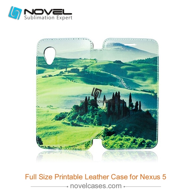 Full Size Printable Sublimation PU Leather Phone Case for Nexus 5