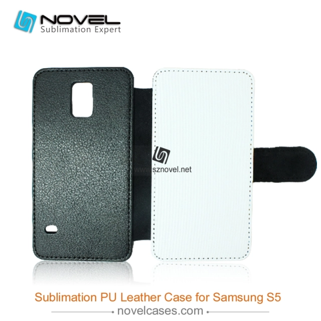For Sam sung Galaxy S5 Sublimation Leather Wallet, Blank PU Leather Phone Case