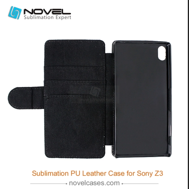For Sony Xperia Z3 Sublimation Leather Wallet, Blank PU Leather Phone Case
