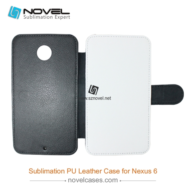 For Google Nexus 6 Sublimation Leather Wallet, Blank PU Leather Phone Case