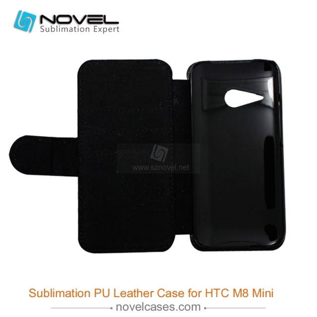 For HTC M8  Mini Sublimation Leather Wallet, Blank PU Leather Phone Case