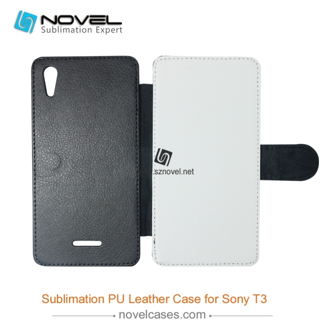 For Sony Xperia T3 Sublimation Leather Wallet, Blank PU Leather Phone Case