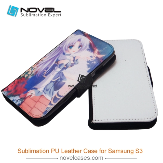 For Sam sung Galaxy S3 Sublimation Leather Wallet, Blank PU Leather Phone Case