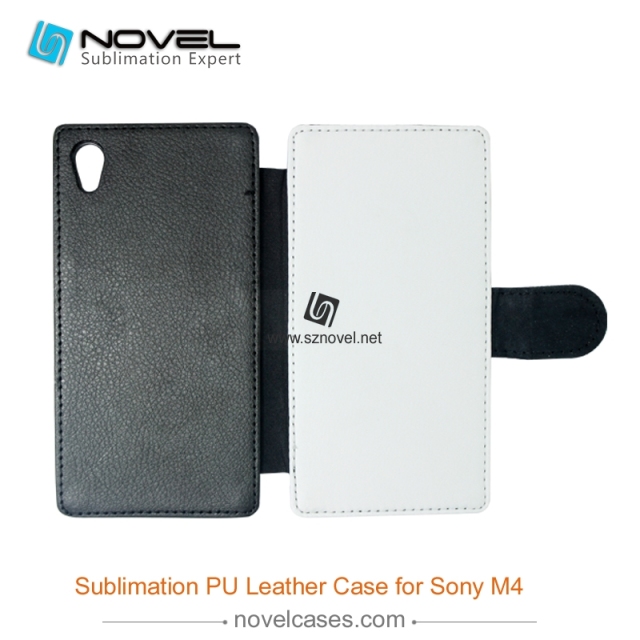 For Sony Xperia M4 Sublimation Leather Wallet, Blank PU Leather Phone Case