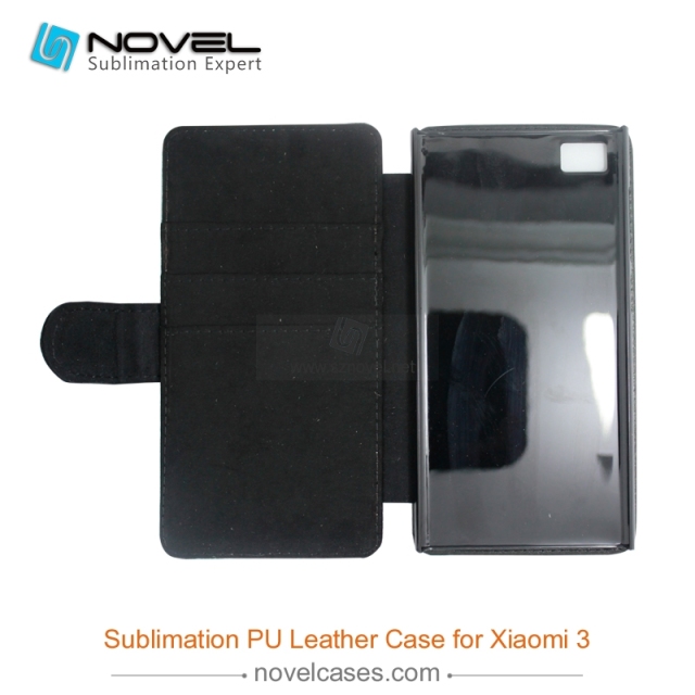 For Xiaomi 3 Sublimation Leather Wallet, Blank PU Leather Phone Case