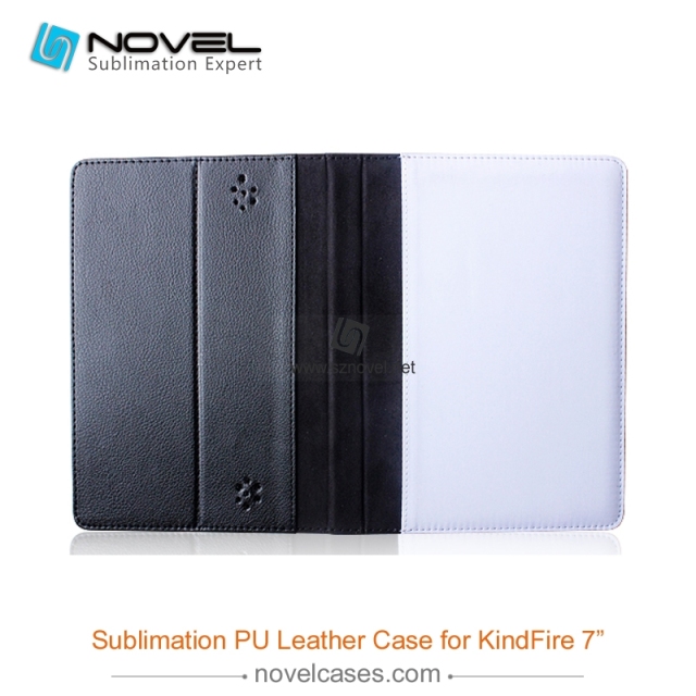 For Amazon Kindle Fire 7 Sublimation Leather Wallet, Blank PU Leather Case