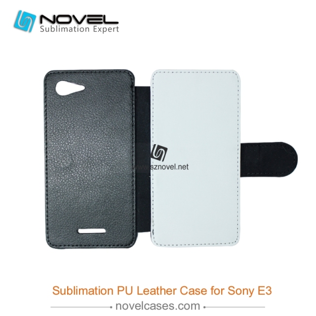 For Sony Xperia E3 Sublimation Leather Wallet, Blank PU Leather Phone Case