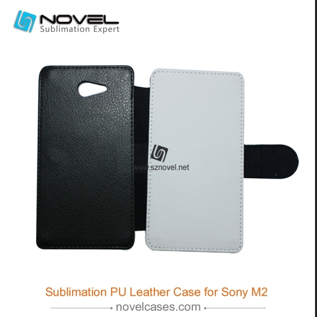 For Sony Xperia M2 Sublimation Leather Wallet, Blank PU Leather Phone Case