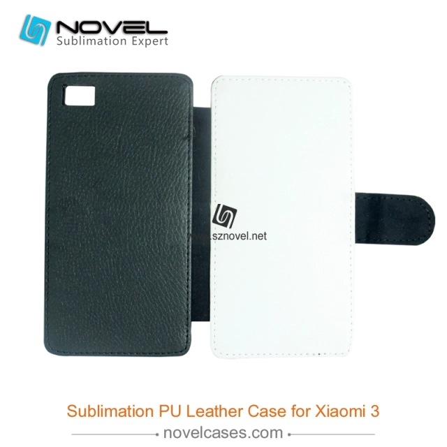 For Xiaomi 3 Sublimation Leather Wallet, Blank PU Leather Phone Case