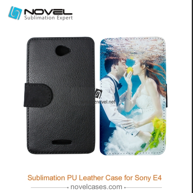 For Sony Xperia E4 Sublimation Leather Wallet, Blank PU Leather Phone Case