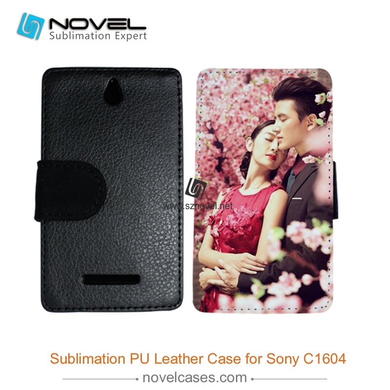 For Sony Xperia E C1604 Sublimation Leather Wallet, Blank PU Leather Phone Case