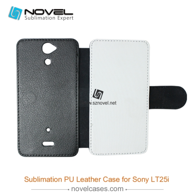 For Sony Xperia LT25i Sublimation Leather Wallet, Blank PU Leather Phone Case