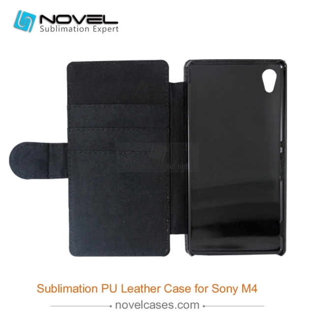 For Sony Xperia M4 Sublimation Leather Wallet, Blank PU Leather Phone Case