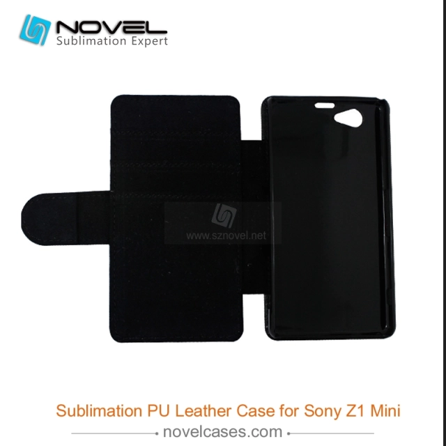 For Sony Xperia Z1 Mini Sublimation Leather Wallet, Blank PU Leather Phone Case