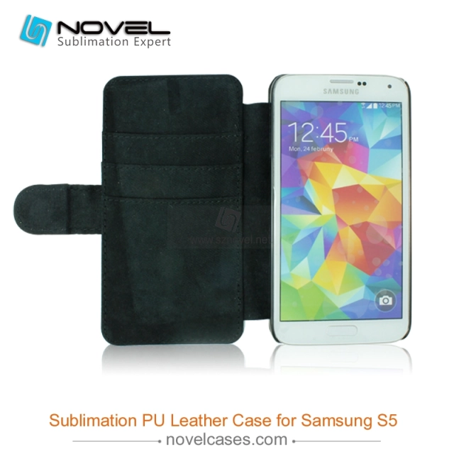 For Sam sung Galaxy S5 Sublimation Leather Wallet, Blank PU Leather Phone Case