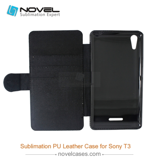 For Sony Xperia T3 Sublimation Leather Wallet, Blank PU Leather Phone Case