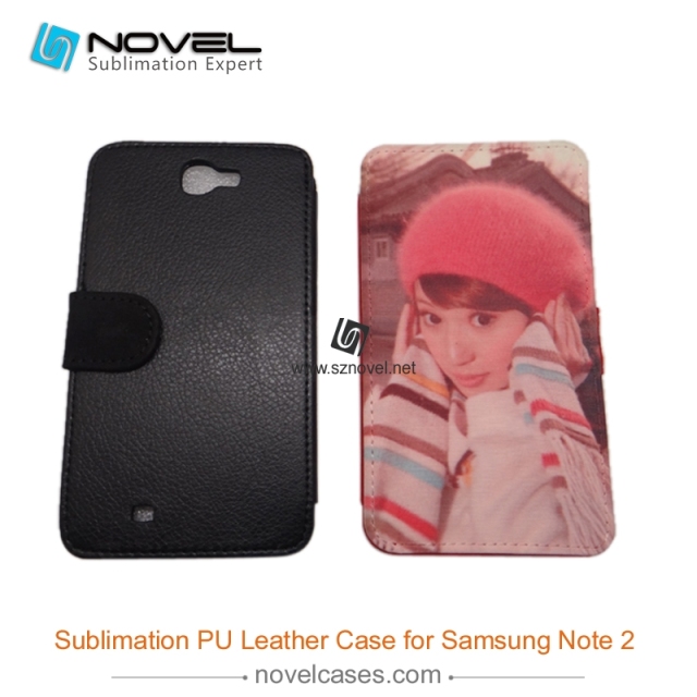 For Sam sung Galaxy Note 2 N7100 Sublimation Leather Case, Leather Phone Wallet