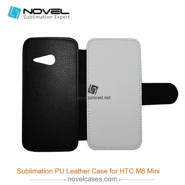 For HTC M8  Mini Sublimation Leather Wallet, Blank PU Leather Phone Case