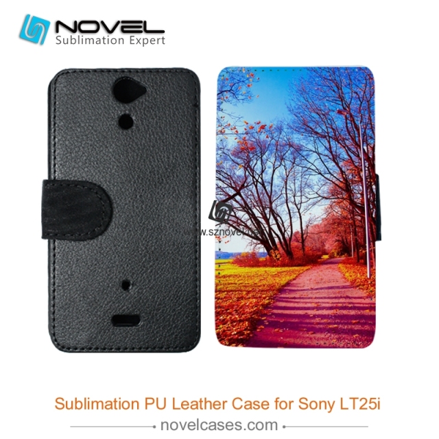For Sony Xperia LT25i Sublimation Leather Wallet, Blank PU Leather Phone Case