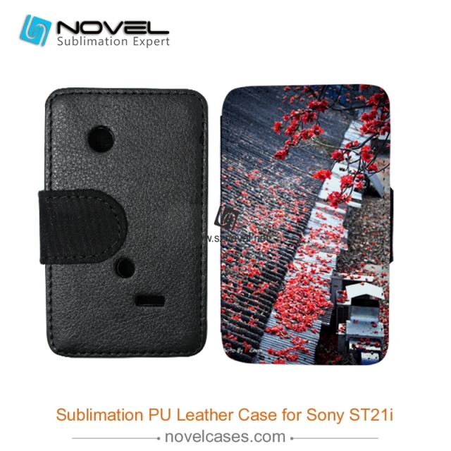 For Sony Xperia ST21i Sublimation Leather Wallet, Blank PU Leather Phone Case