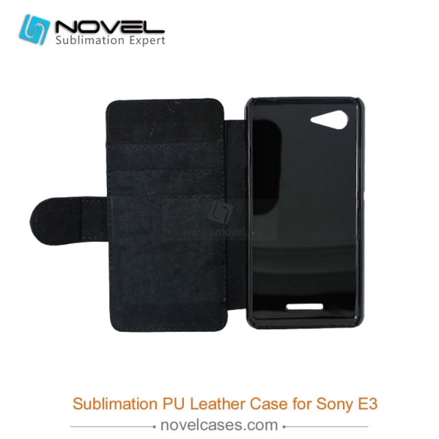 For Sony Xperia E3 Sublimation Leather Wallet, Blank PU Leather Phone Case