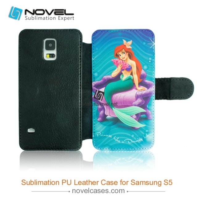 For Sam sung Galaxy S5 Sublimation Leather Wallet, Blank PU Leather Phone Case