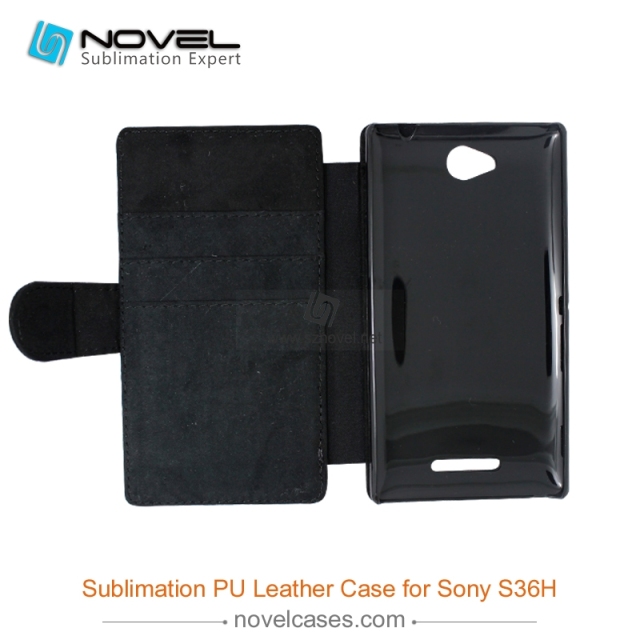 For Sony Xperia S36H Sublimation Leather Wallet, Blank PU Leather Phone Case