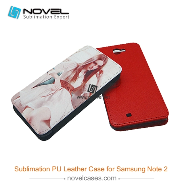 For Sam sung Galaxy Note 2 N7100 Sublimation Leather Case, Leather Phone Wallet