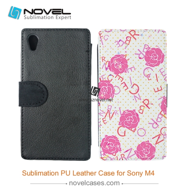 For Sony Xperia M4 Sublimation Leather Wallet, Blank PU Leather Phone Case