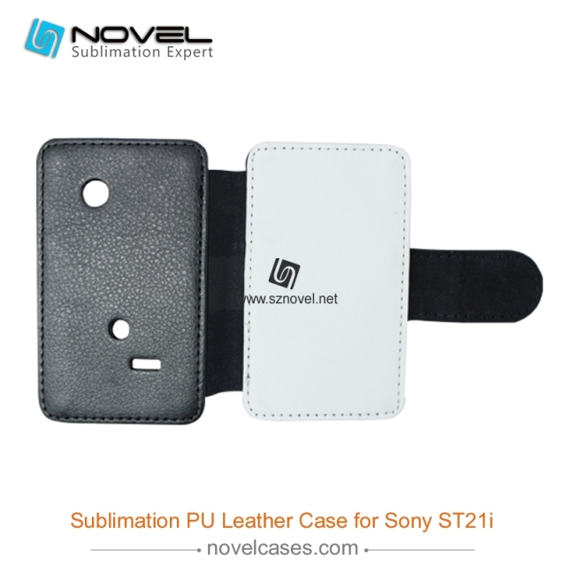 For Sony Xperia ST21i Sublimation Leather Wallet, Blank PU Leather Phone Case