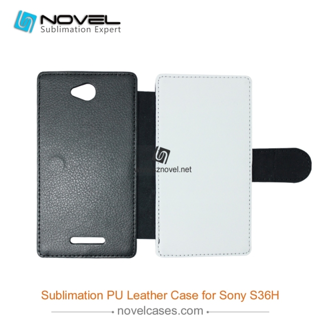 For Sony Xperia S36H Sublimation Leather Wallet, Blank PU Leather Phone Case