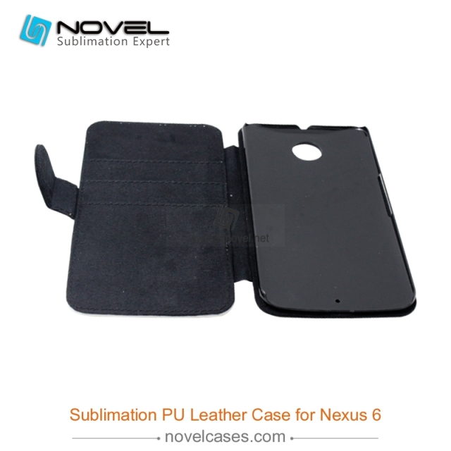 For Google Nexus 6 Sublimation Leather Wallet, Blank PU Leather Phone Case