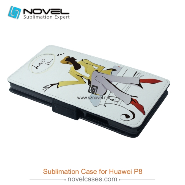 New Sublimation Leather Wallet Case For Huawei P8