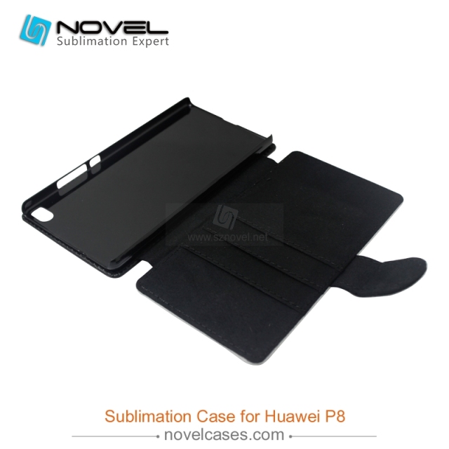 New Sublimation Leather Wallet Case For Huawei P8
