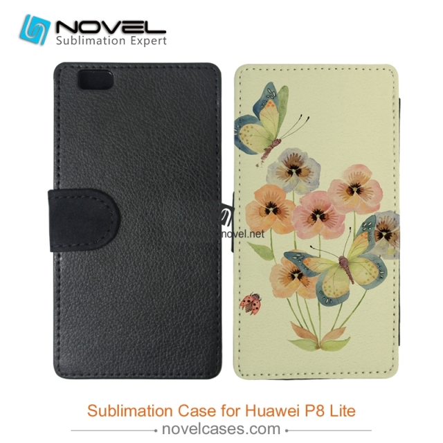 New Sublimation Leather Wallet Case For Huawei P8 lite