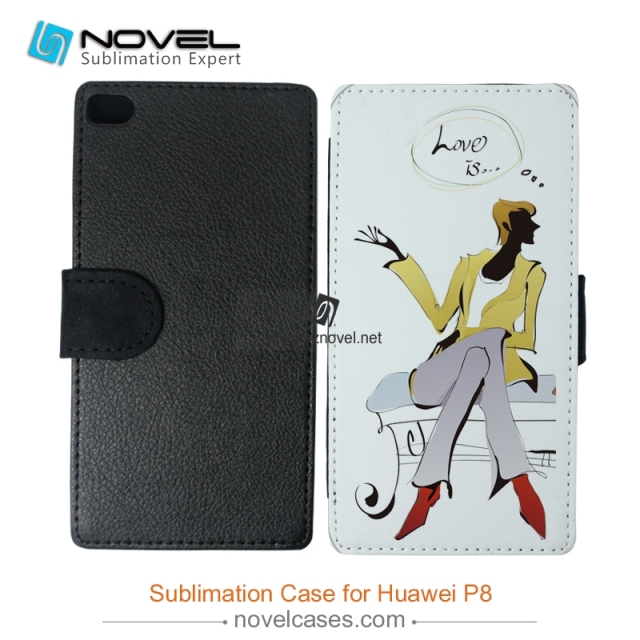 New Sublimation Leather Wallet Case For Huawei P8