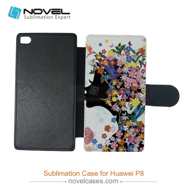 New Sublimation Leather Wallet Case For Huawei P8
