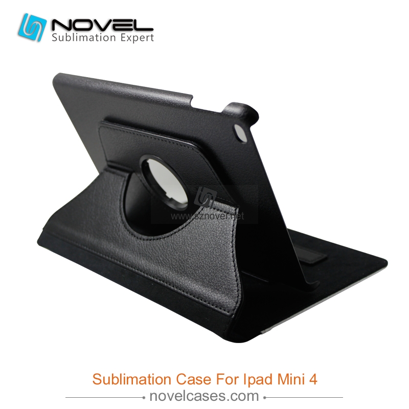 sublimation flip rotate  pu leather cases for ipad mini 4