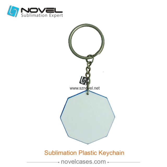 DIY sublimation custom design plasticOctagon Keychain