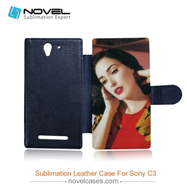 new style sublimation custom design pu leather cases for sony c3