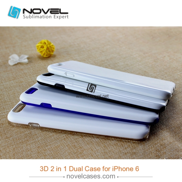 For iPhone 6 Custom Design Sublimation Blank 3D 2IN1 Phone Case